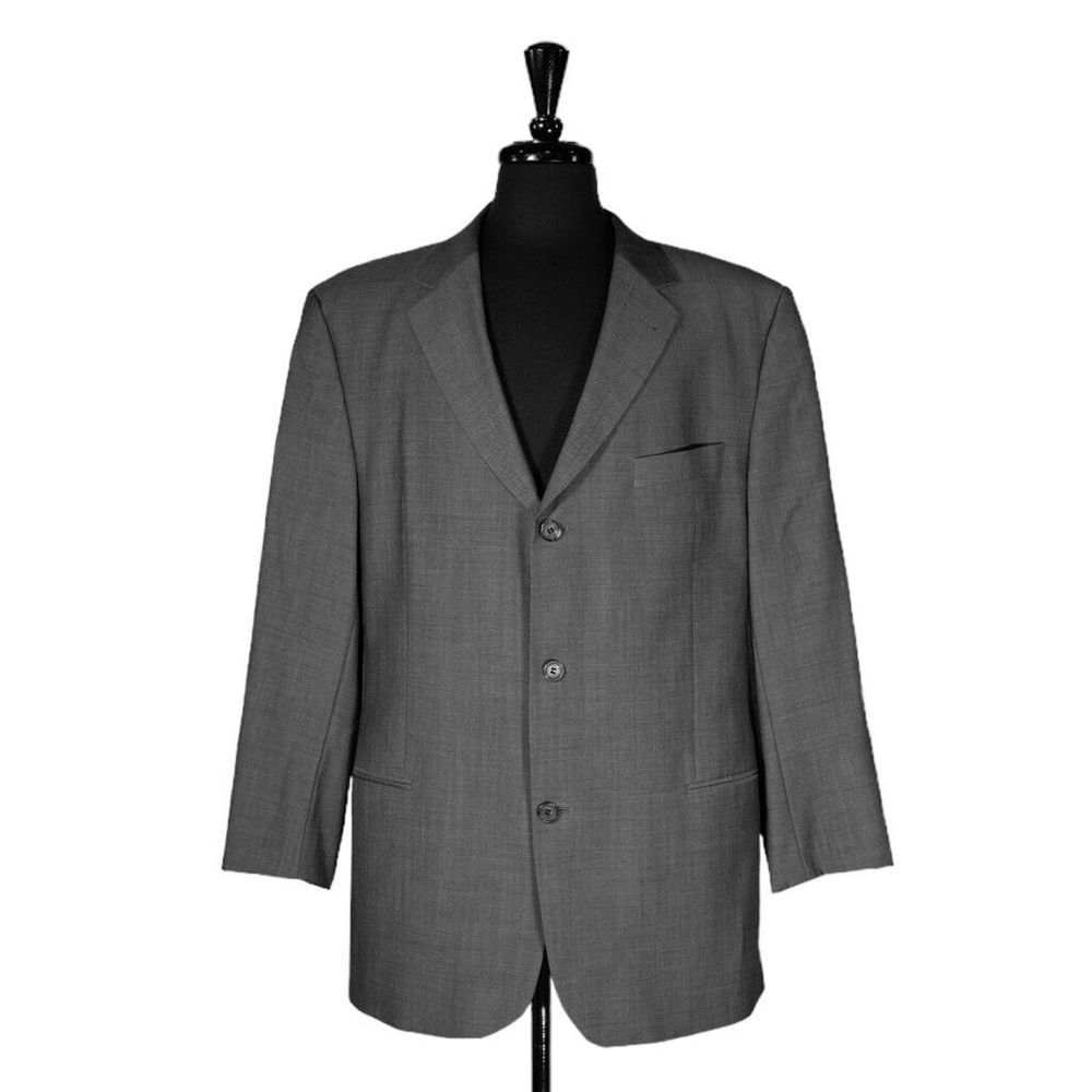 Hugo Boss Mens Blazer Gray 100% Wool 3 Button Lined Suit Jacket Sport Coat 42R